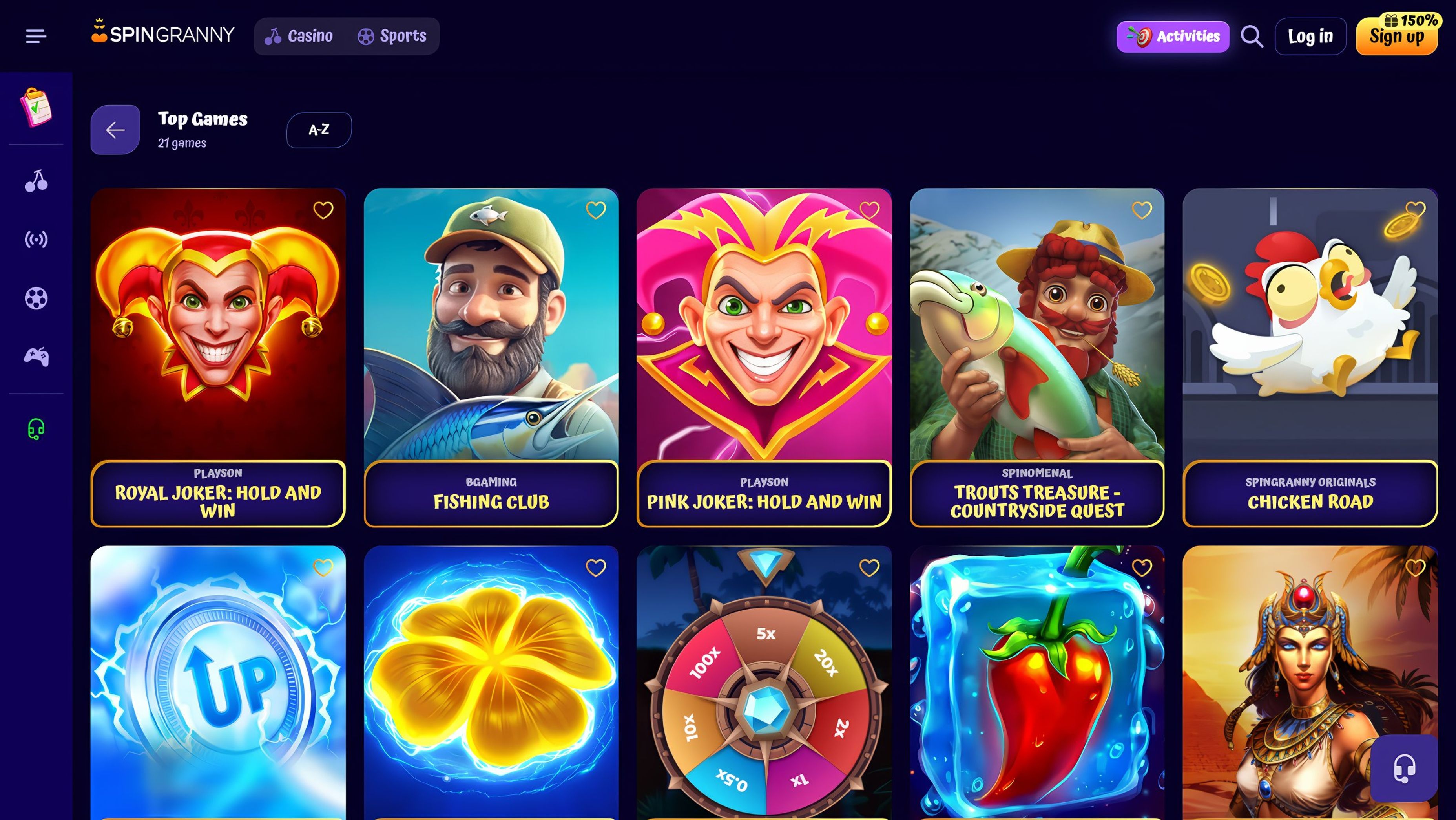 Spingranny Casino desktop screenshot 2
